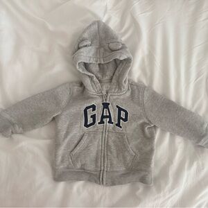 Baby GAP | Zip-Up Hoodie | Grey with Navy Blue | 12-18mo